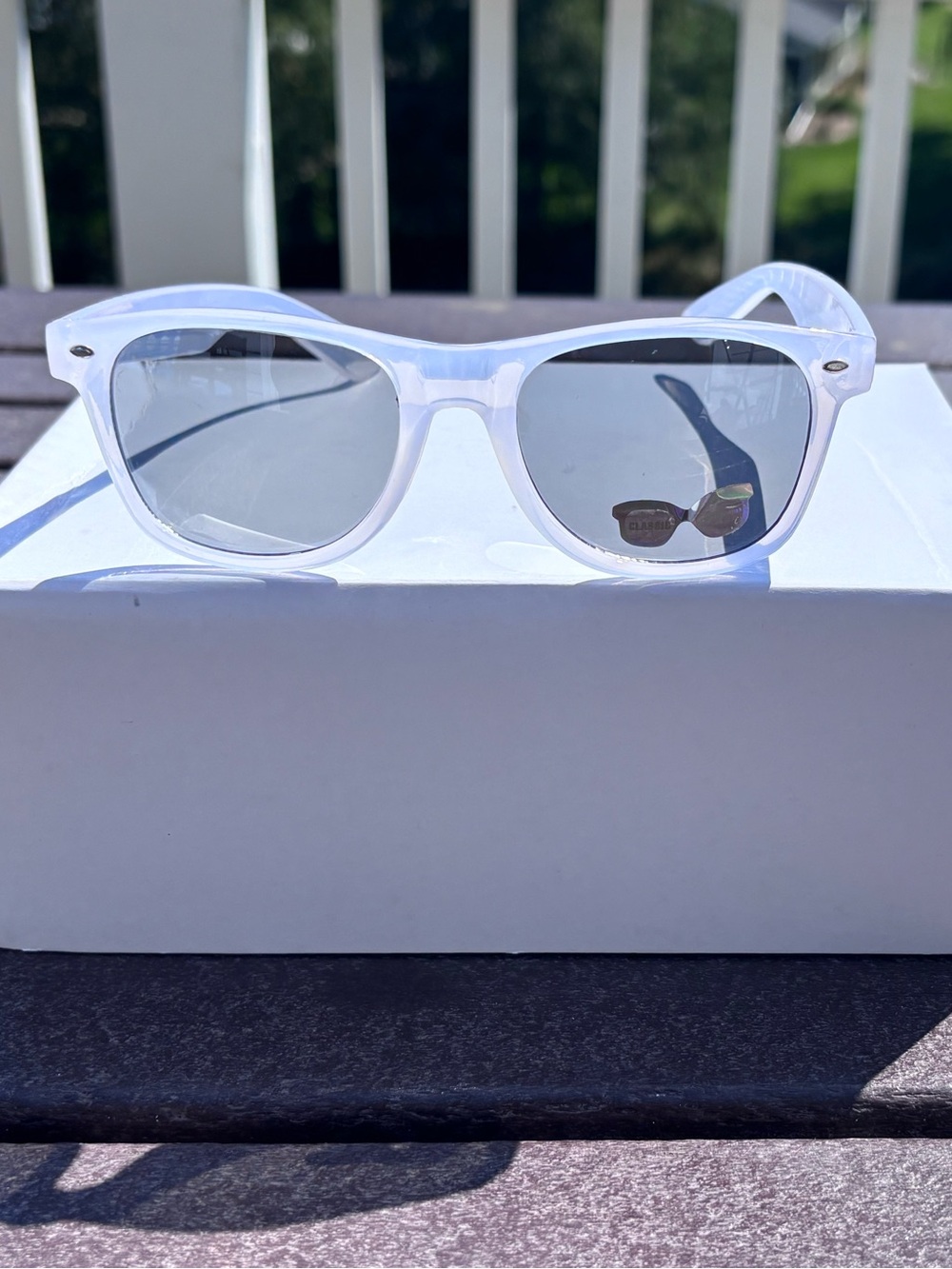 Women’s Clear Frame Sunglasses with Gray Lenses